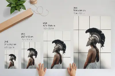 Wandposter figuur met helm in klassieke realistische stijl