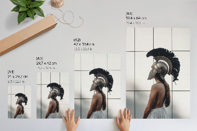Wandposter Figuur met helm, klassieke realistische stijl