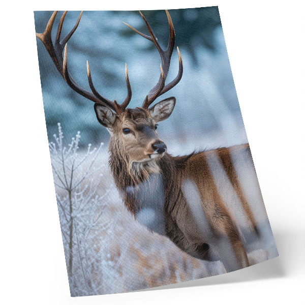Poster De schoonheid van de natuur, het winterlandschap, de majestueuze herten.