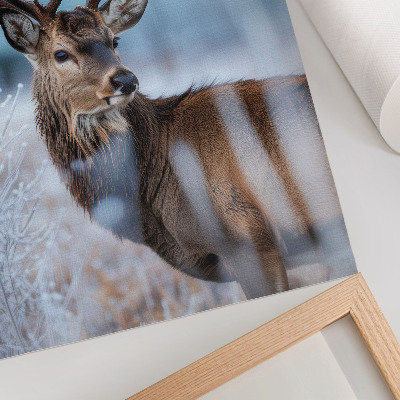 Poster De schoonheid van de natuur, het winterlandschap, de majestueuze herten.