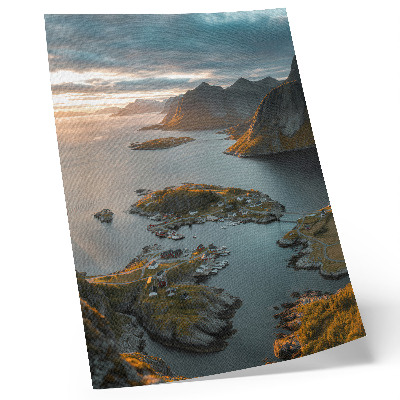 Poster Zonsondergang in het bergdorp aan zee