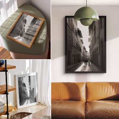 Poster De monochrome charme van een historische straat