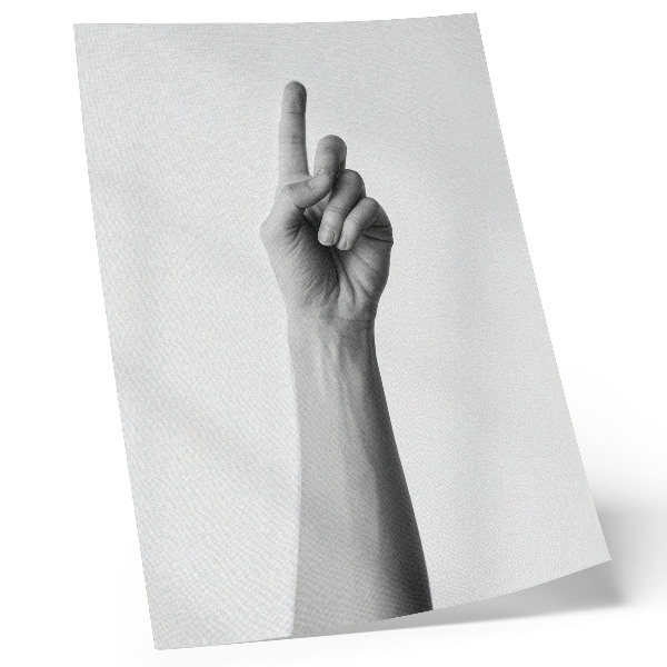 Wandposter Monochroom hand op een lege achtergrond
