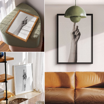 Wandposter Monochroom hand op een lege achtergrond
