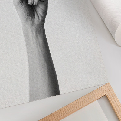 Wandposter Monochroom hand op een lege achtergrond