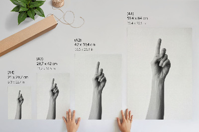 Wandposter Monochroom hand op een lege achtergrond