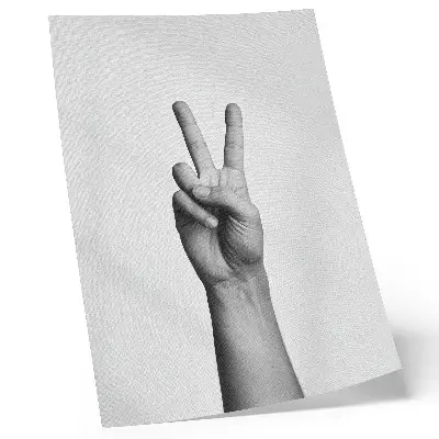 Poster zwart-wit minimalisme met vredesgebaar