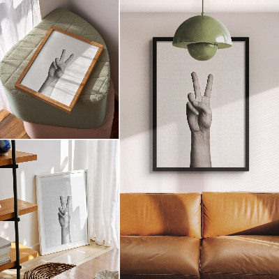 Poster Zwart-wit vredesgebaar, minimalisme, elegantie
