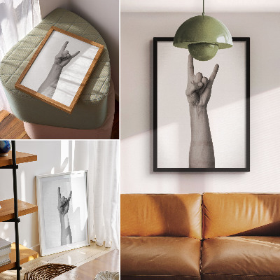 Decoratieve poster Minimalistisch handgebaar in zwart-wit