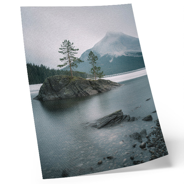 Poster Bergen, meer, mist, rust, harmonie, natuur
