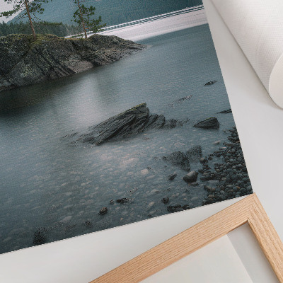 Poster Bergen, meer, mist, rust, harmonie, natuur