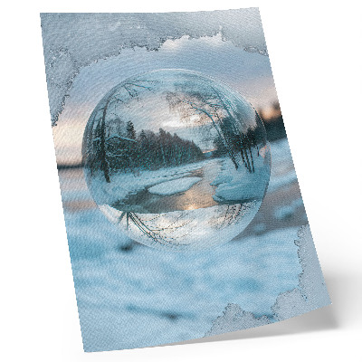 Wandposter Winterlandschap met blauwe weerspiegelingen van bomen