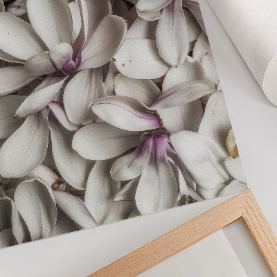 Decoratieve poster Witte bloemblaadjes in een paars bloemenpatroon, natuureffect