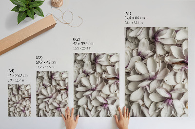 Decoratieve poster Witte bloemblaadjes in een paars bloemenpatroon, natuureffect