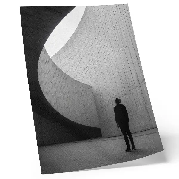 Decoratieve poster met gebogen architectuur in monochrome tinten