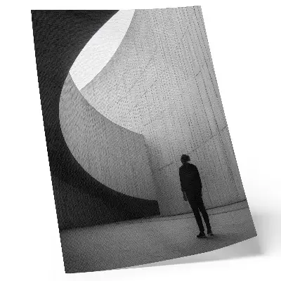 Decoratieve poster met gebogen architectuur in monochrome tinten