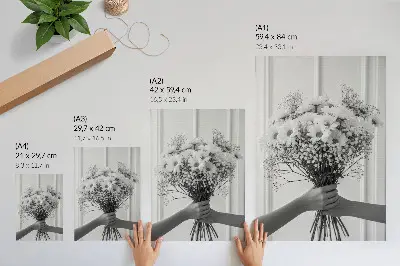 Poster met delicate bloemen in een minimalistische en elegante stijl