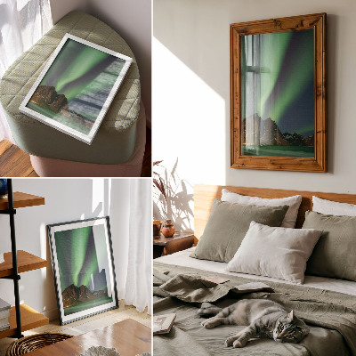 Decoratieve poster Magische hemel, groen licht, indrukwekkende bergen