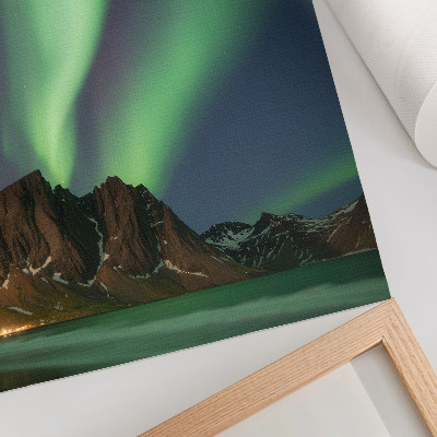 Decoratieve poster Magische hemel, groen licht, indrukwekkende bergen