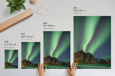 Decoratieve poster Magische hemel, groen licht, indrukwekkende bergen