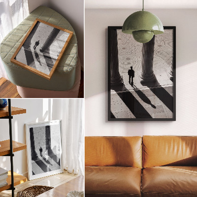 Wandposter Minimalistische architectuur, kolomschaduwen