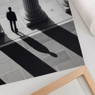 Wandposter minimalistische architectuur met kolomschaduwen