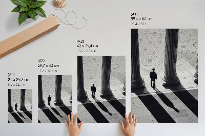Wandposter Minimalistische architectuur, kolomschaduwen