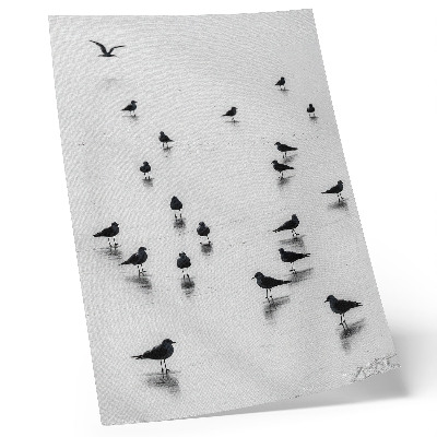 Poster Vogels boven water, subtiele reflecties, minimalisme