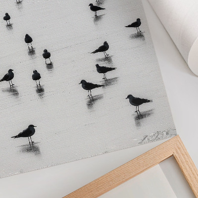 Poster Vogels boven water, subtiele reflecties, minimalisme
