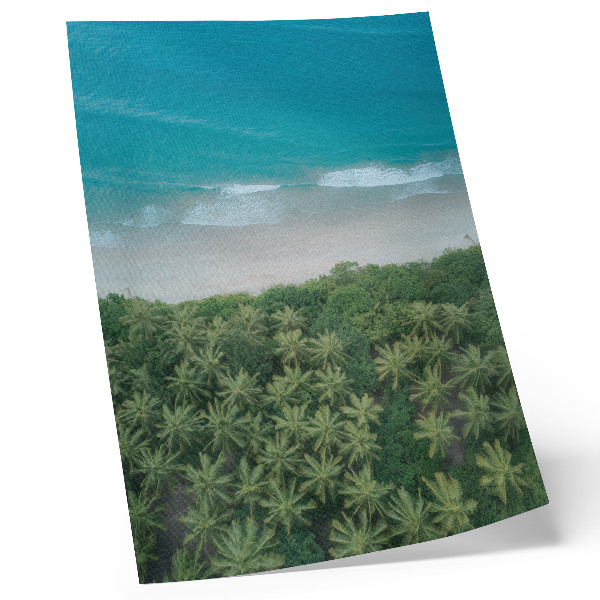 Wandposter Turkooizen strand, golven, palmbomen, harmonie, vrede