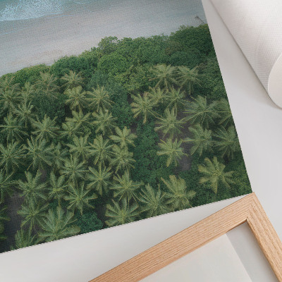 Wandposter Turkooizen strand, golven, palmbomen, harmonie, vrede