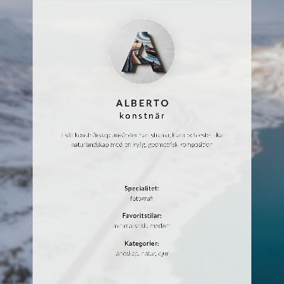 Poster Besneeuwd landschap, minimalisme, blauw water
