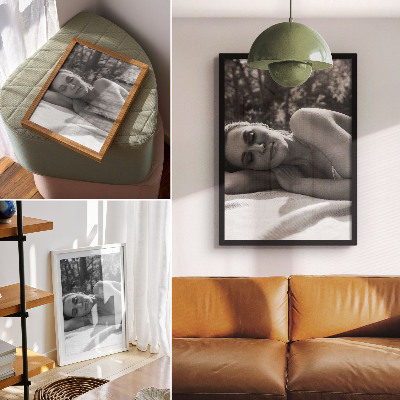 Decoratieve poster Elegant portret van een vrouw in zwart-wit