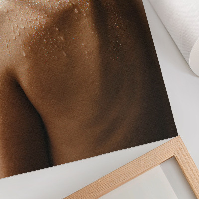 Wandposter Druppels water op de huid, natuurlijke elegantie