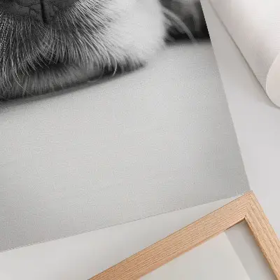 Poster close-up van een hond met een minimalistische zwart-wit textuur