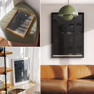 Poster Minimalistische gevel met geometrische vormen in harmonie