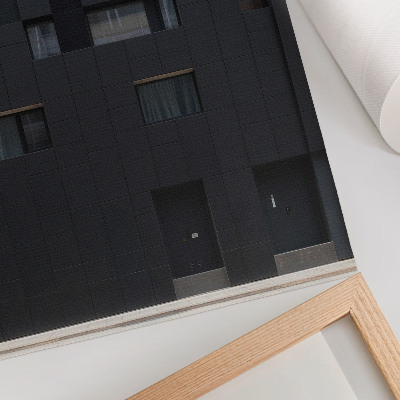 Poster Minimalistische gevel met geometrische vormen in harmonie.
