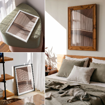 Wandposter Beige, lichte, moderne houten panelen