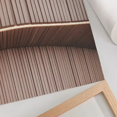 Wandposter met beige, lichte en moderne houten panelen