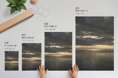 Poster Zee, wolken, zonnestralen, prachtig uitzicht