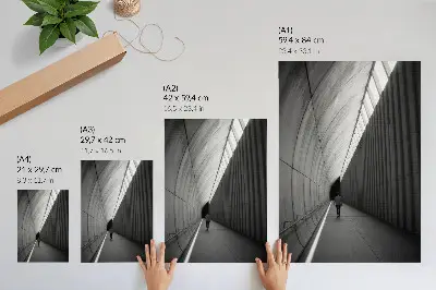Poster minimalistische tunnelschaduwen met lijnen en perspectief