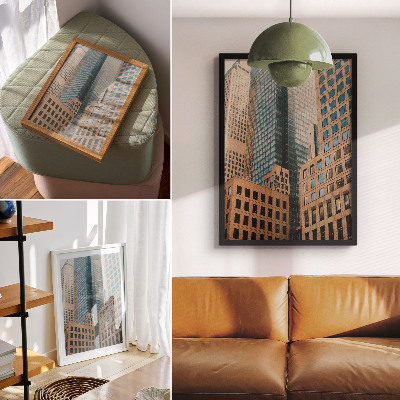 Wandposter Moderne wolkenkrabbers, geometrische vormen, elegantie