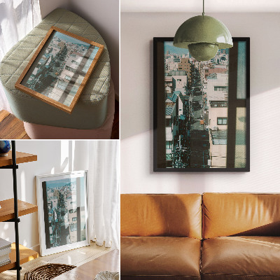 Decoratieve poster Modern stedelijk landschap met bergen