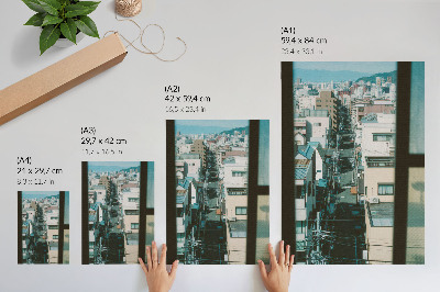 Decoratieve poster Modern stedelijk landschap met bergen