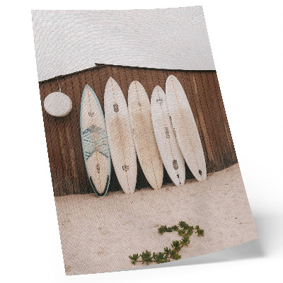 Wandposter Surfplanken, houten muur, delicate groene