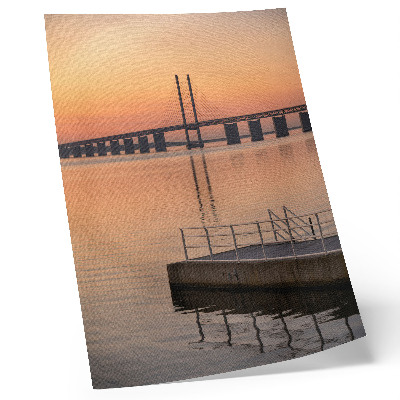 Wandposter Sunset Bridge, minimalisme, warme tinten.