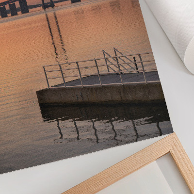 Wandposter Sunset Bridge, minimalisme, warme tinten.