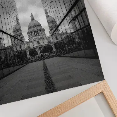 Wandposter met symmetrie van moderne en klassieke architectuur