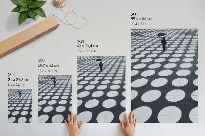 Wandposter met geometrische patronen in zwart-wit contrast