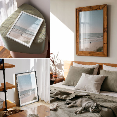 Poster Strand, kalme zee, blauwe lucht, minimalisme, harmonie